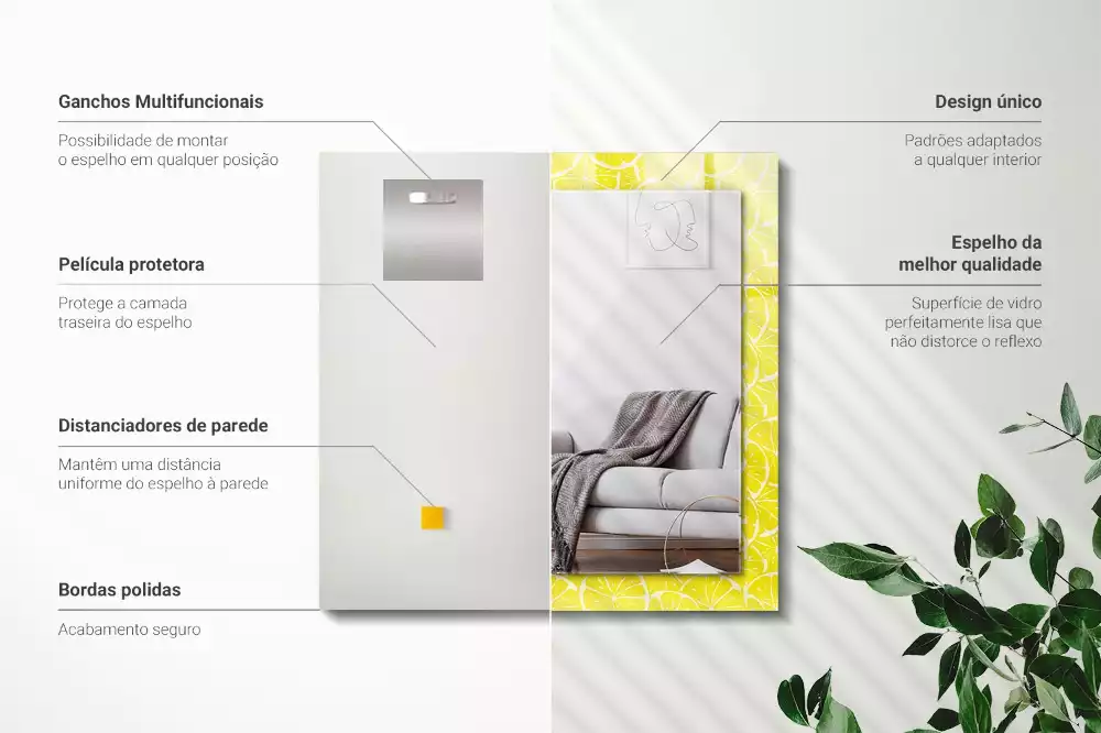 Espejo rectangular estampado Patrón de rodajas de limón