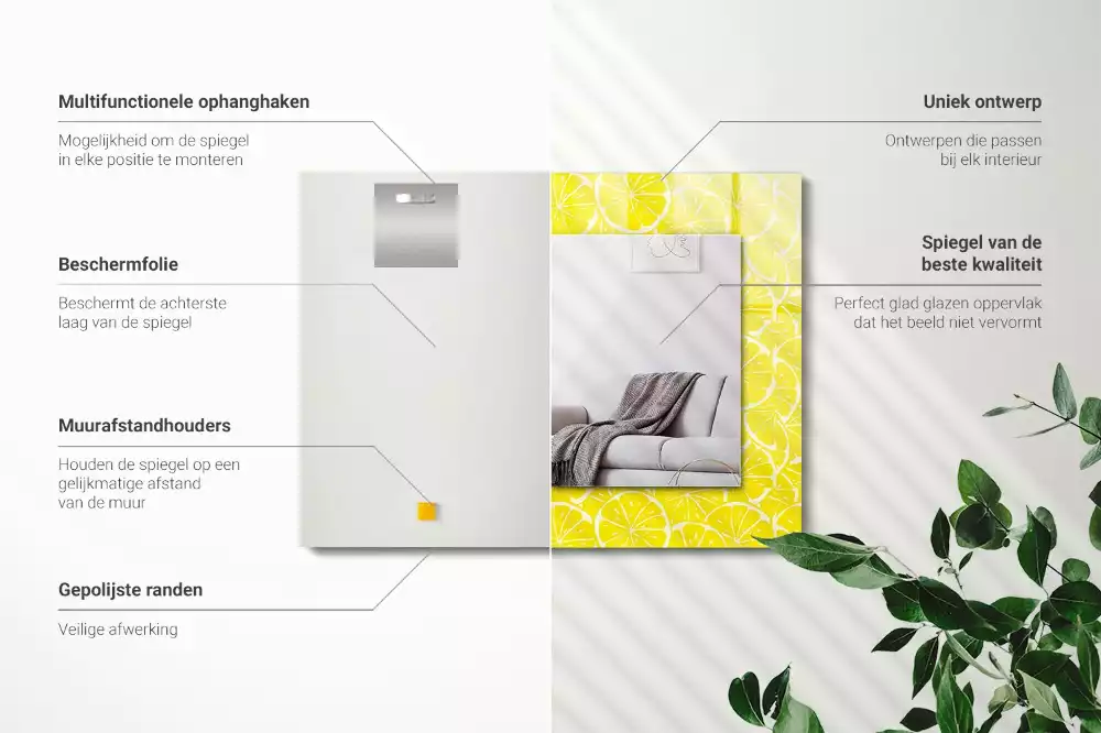 Espejo rectangular estampado Patrón de rodajas de limón