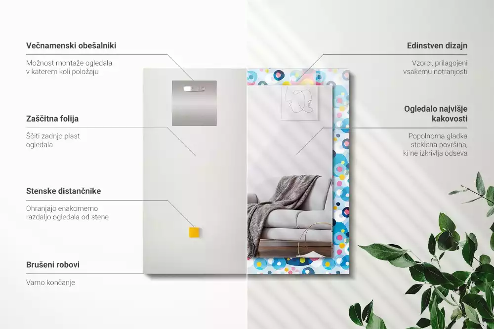 Espejo rectangular impreso Patrones abstractos coloridos