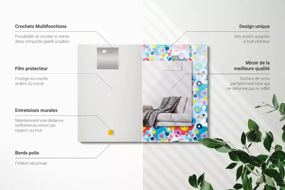 Espejo rectangular impreso Patrones abstractos coloridos