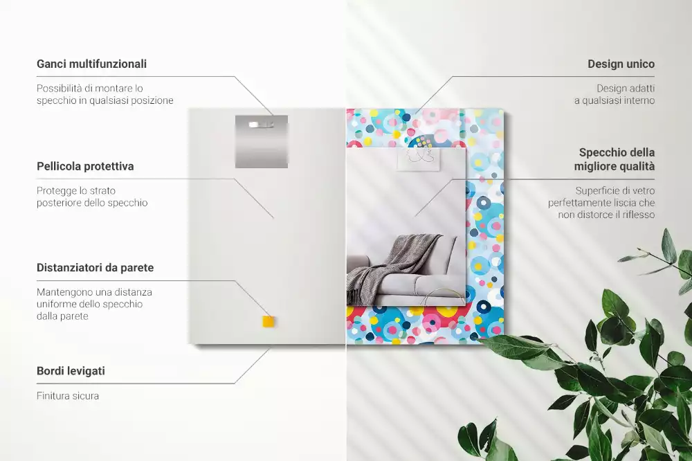 Espejo rectangular impreso Patrones abstractos coloridos