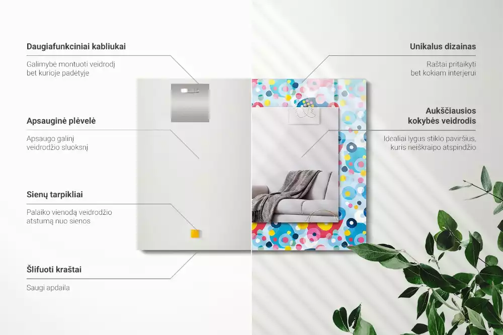 Espejo rectangular impreso Patrones abstractos coloridos