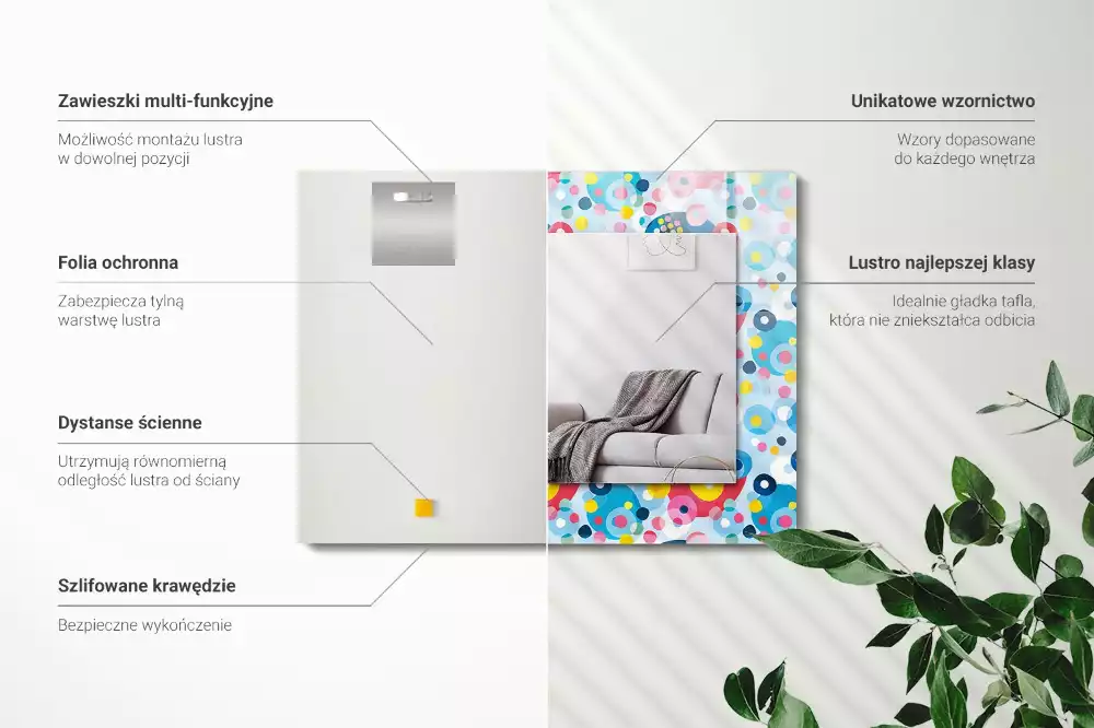 Espejo rectangular impreso Patrones abstractos coloridos