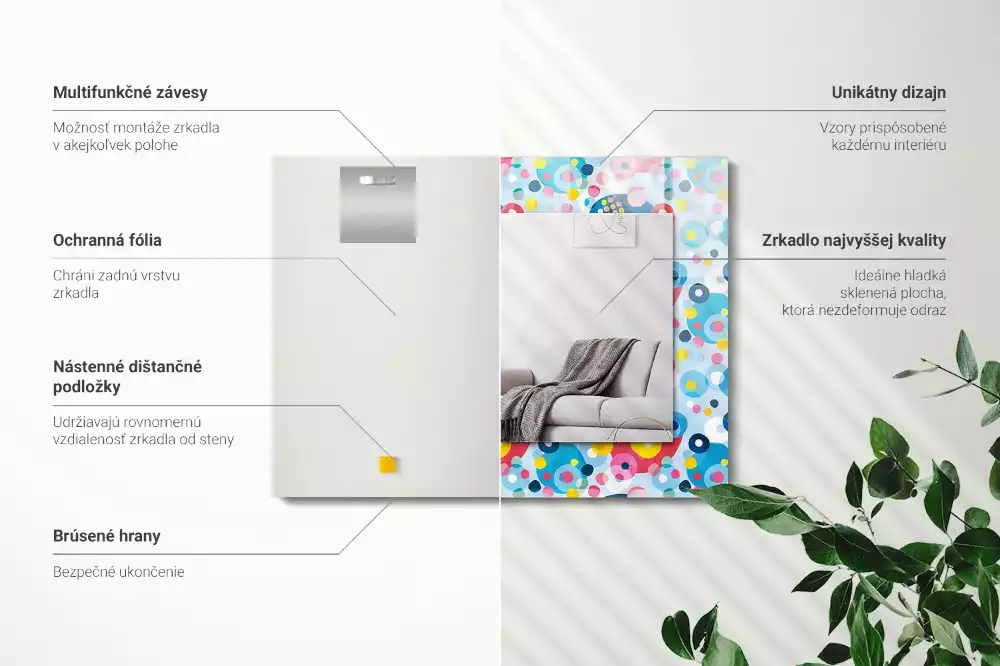 Espejo rectangular impreso Patrones abstractos coloridos