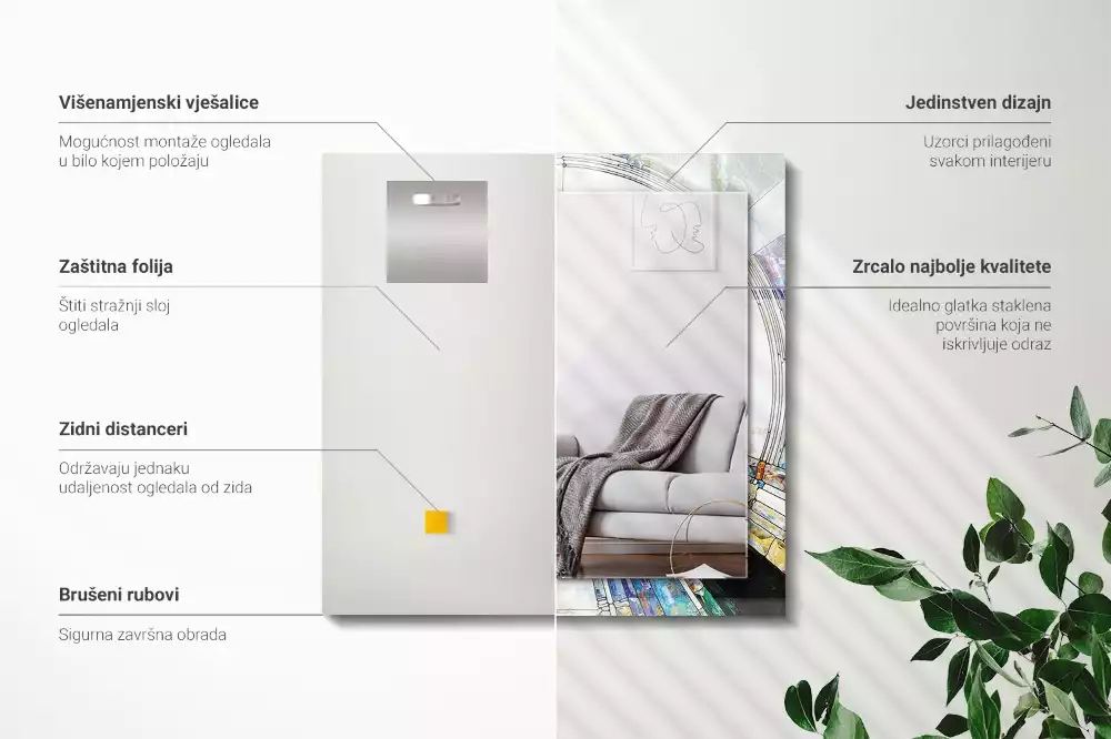 Espejo rectangular impreso Mosaico abstracto de círculos