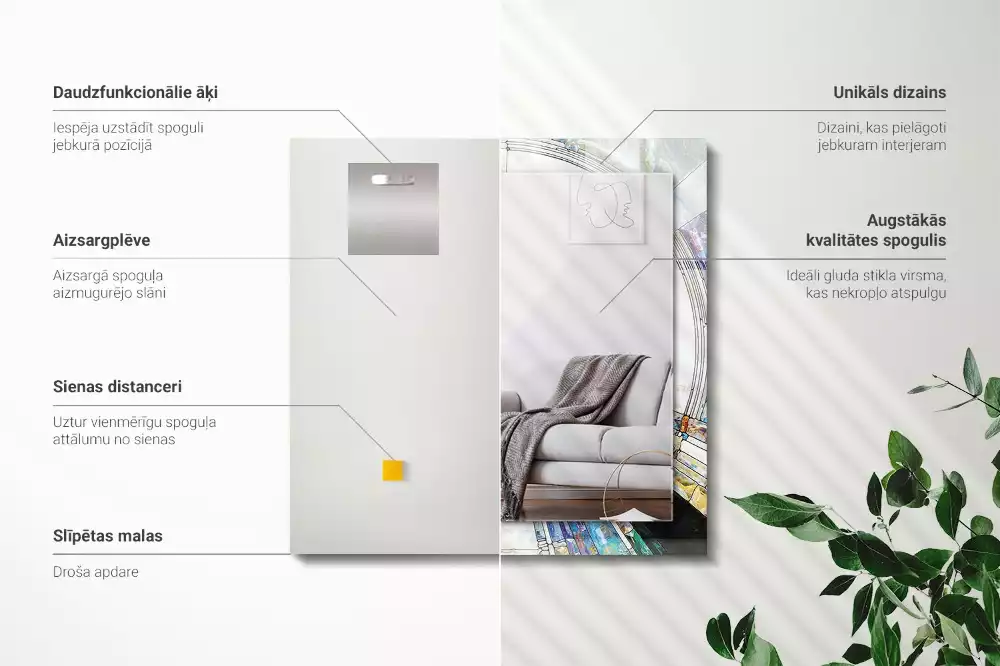 Espejo rectangular impreso Mosaico abstracto de círculos