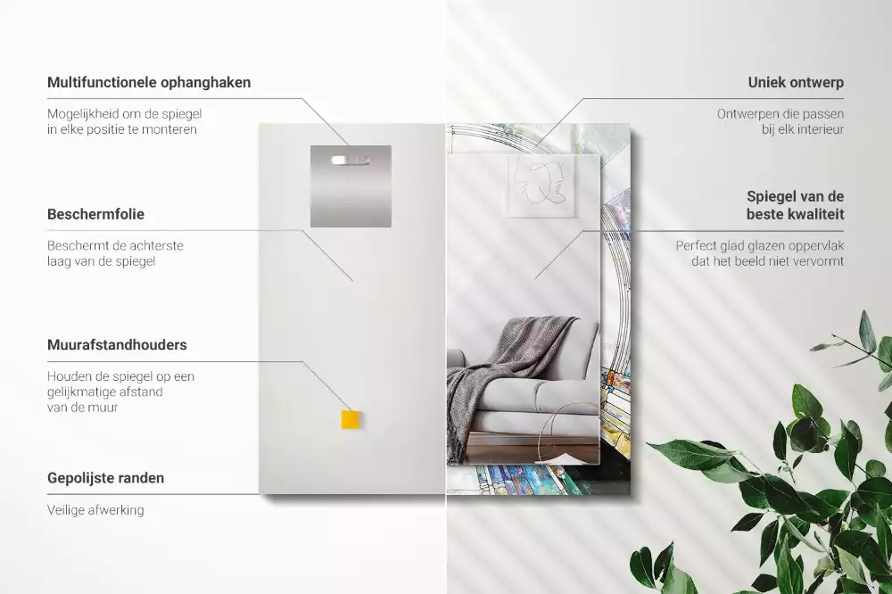Espejo rectangular impreso Mosaico abstracto de círculos