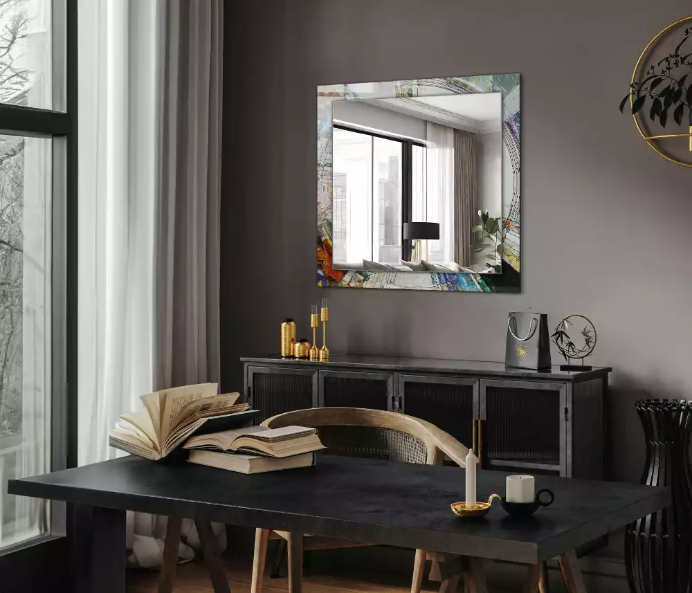 Espejo rectangular impreso Mosaico abstracto de círculos