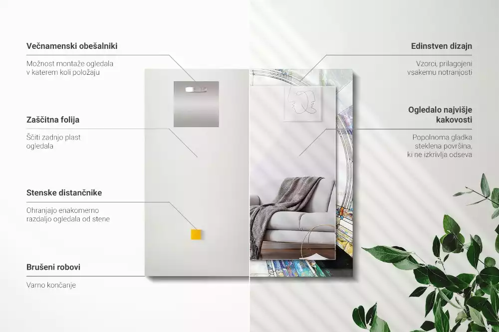 Espejo rectangular impreso Mosaico abstracto de círculos