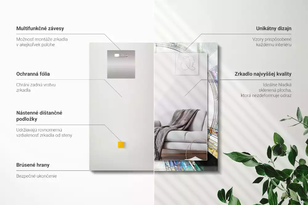 Espejo rectangular impreso Mosaico abstracto de círculos