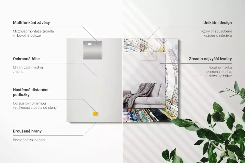 Espejo rectangular impreso Mosaico abstracto de círculos