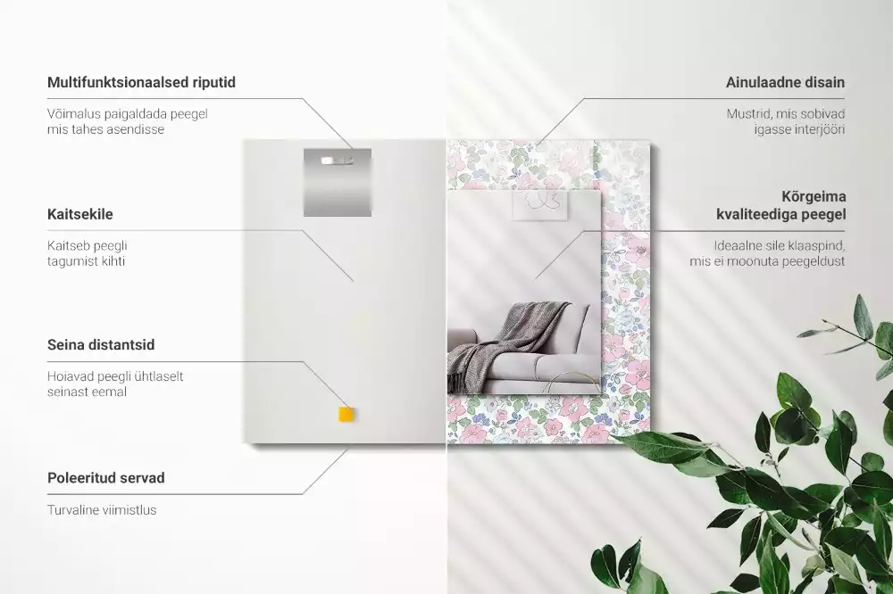 Espejo rectangular estampado Patrón de tela floral