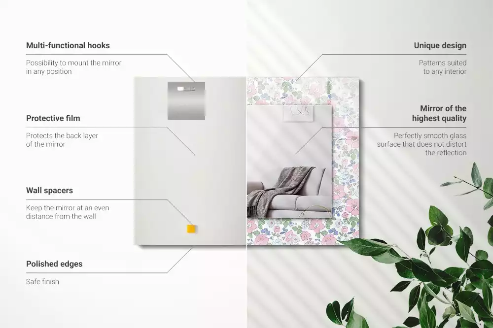 Espejo rectangular estampado Patrón de tela floral