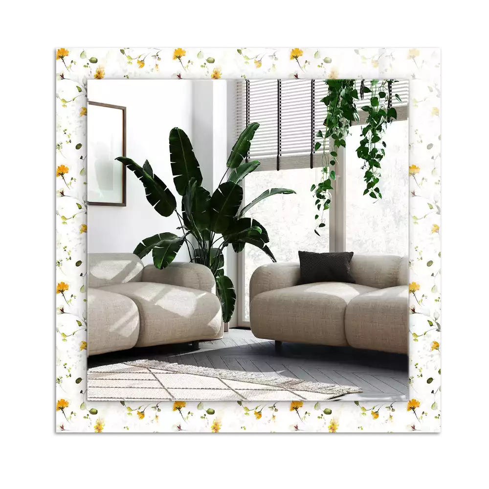 Espejo rectangular estampado Patrón de flores y hojas