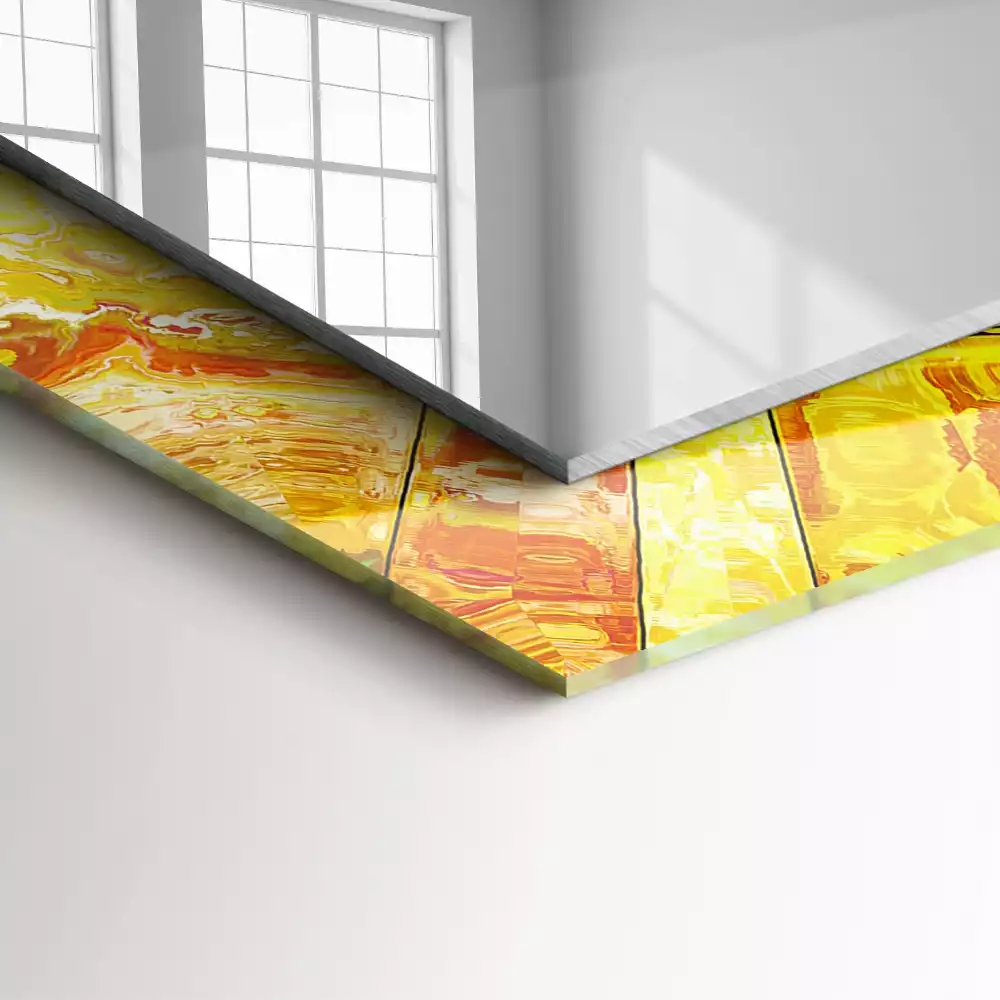 Espejo rectangular impreso mosaico abstracto colorido