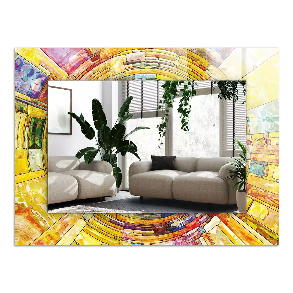 Espejo rectangular impreso mosaico abstracto colorido