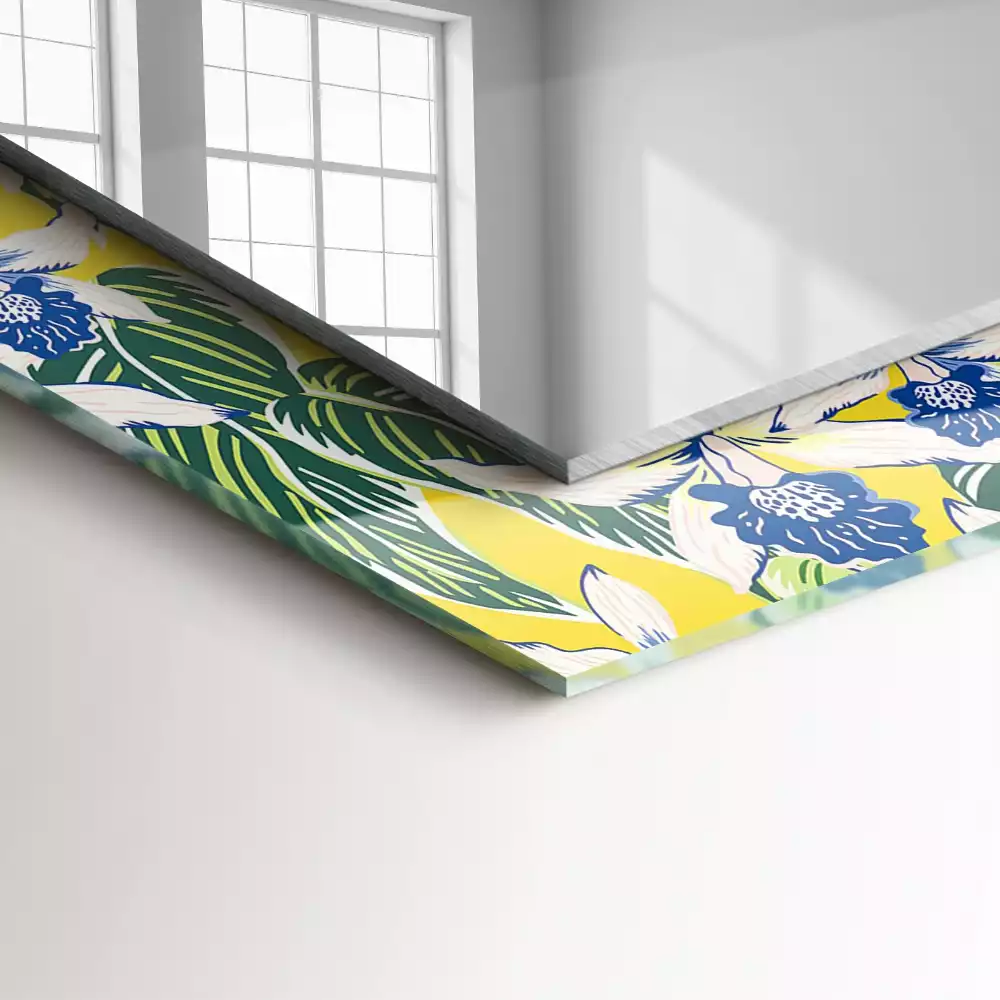 Espejo rectangular impreso Flores y hojas