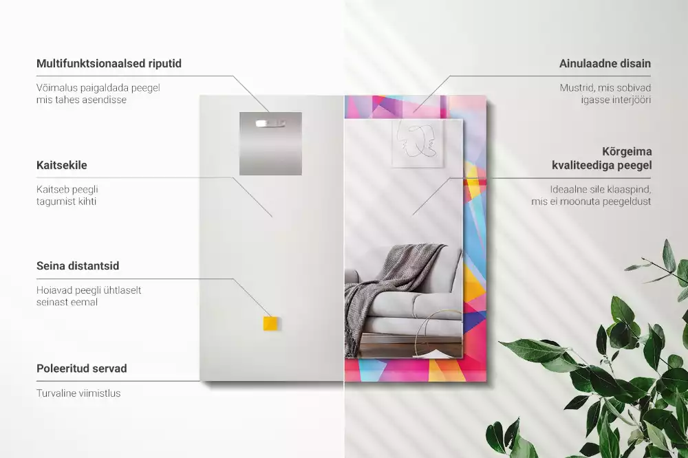 Espejo rectangular estampado Patrones geométricos coloridos