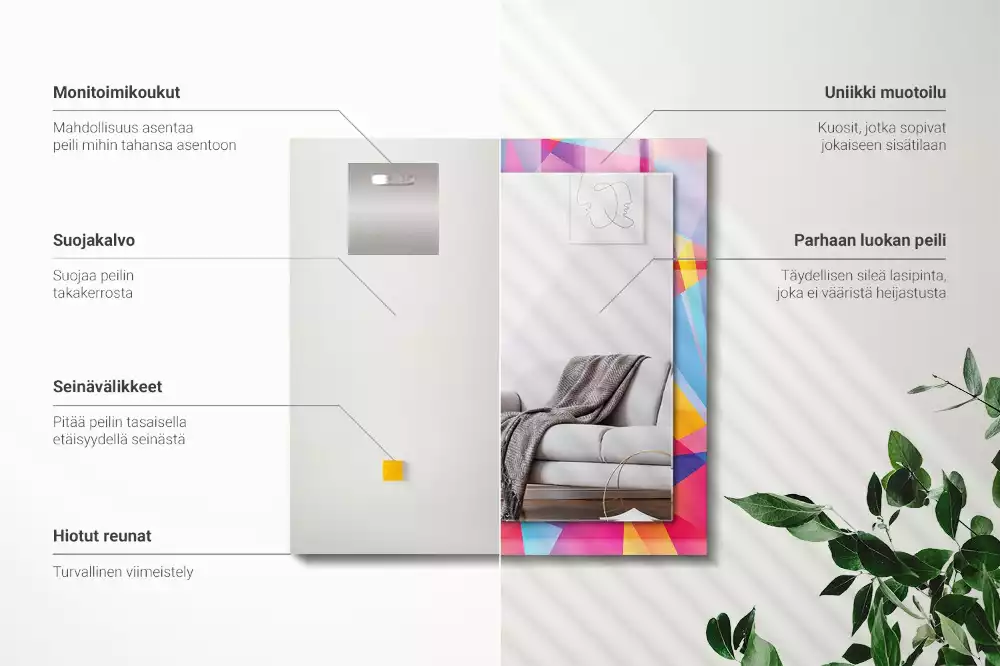 Espejo rectangular estampado Patrones geométricos coloridos