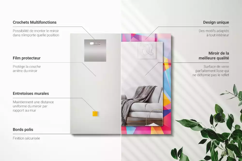 Espejo rectangular estampado Patrones geométricos coloridos