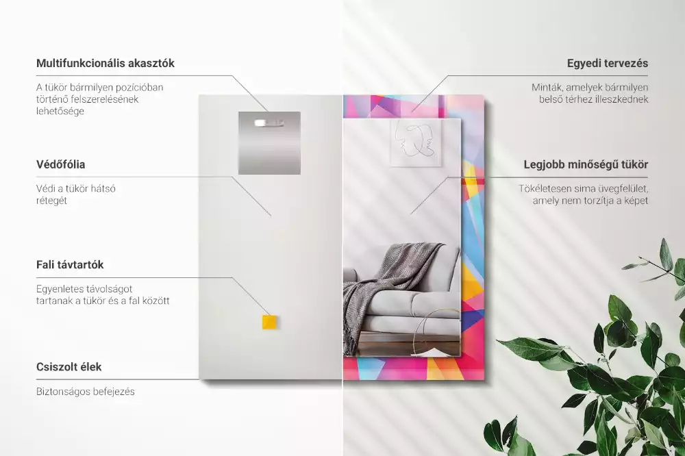 Espejo rectangular estampado Patrones geométricos coloridos