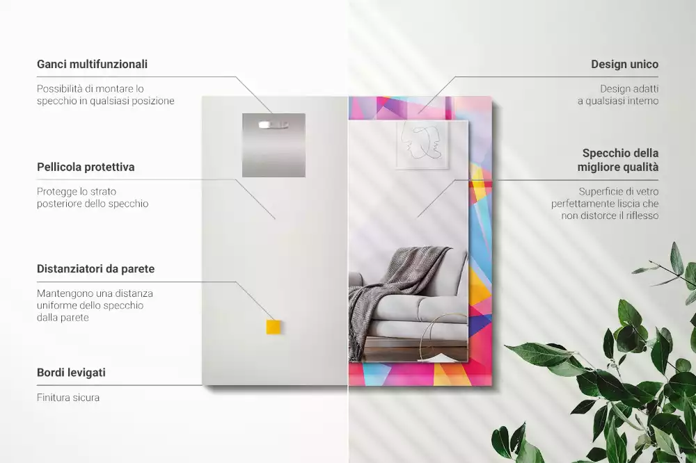 Espejo rectangular estampado Patrones geométricos coloridos