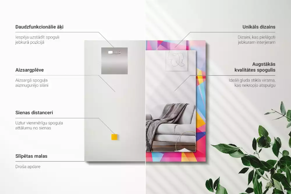 Espejo rectangular estampado Patrones geométricos coloridos