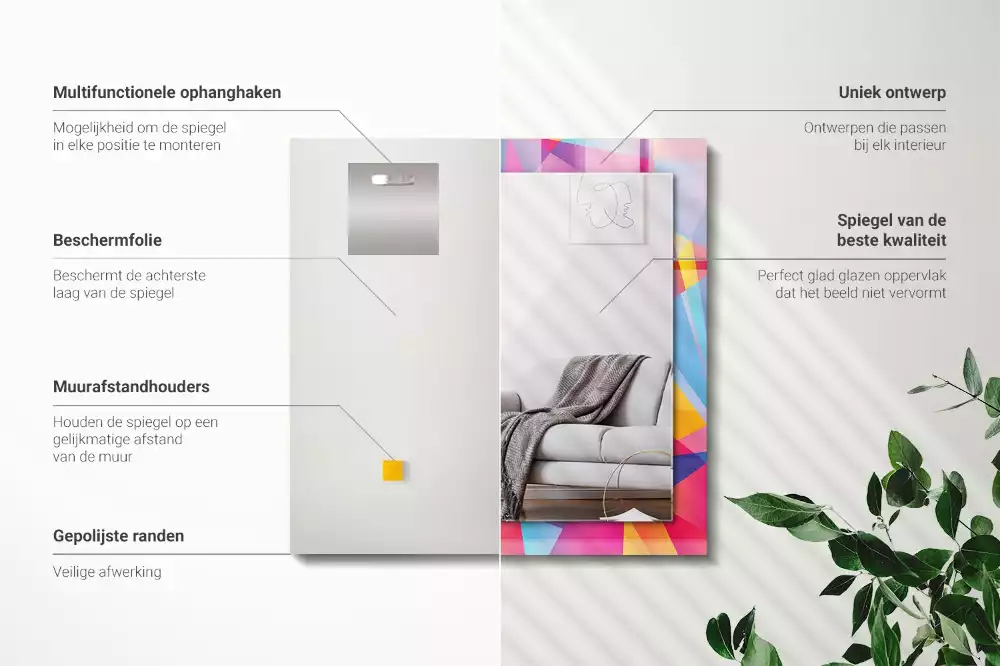 Espejo rectangular estampado Patrones geométricos coloridos