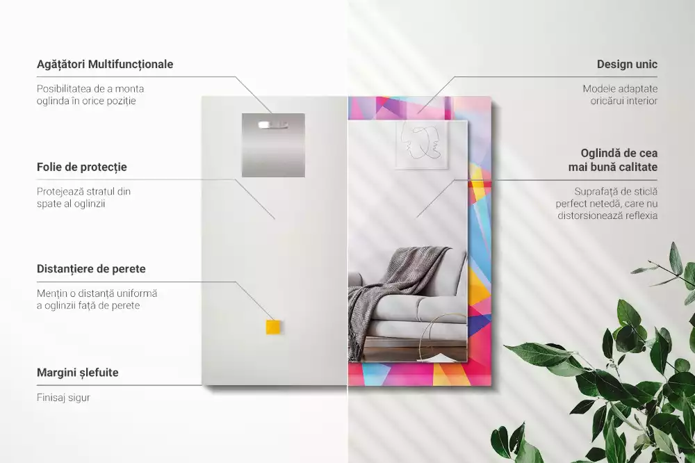 Espejo rectangular estampado Patrones geométricos coloridos