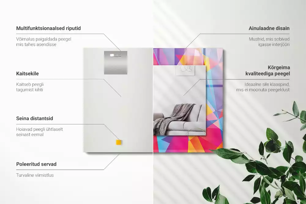 Espejo rectangular estampado Patrones geométricos coloridos