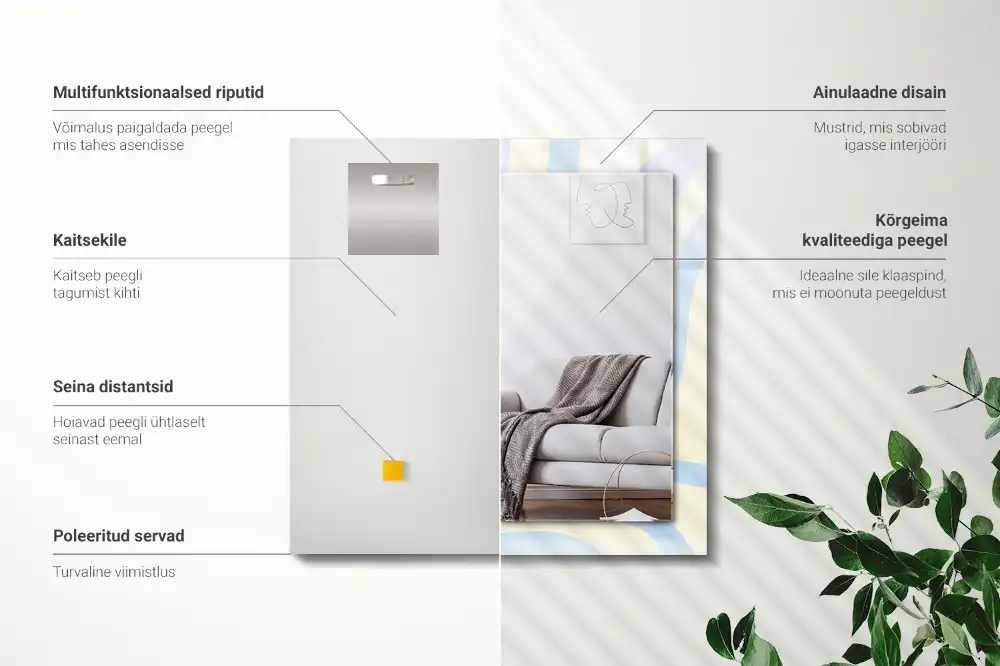 Espejo rectangular estampado Patrones ondulados abstractos