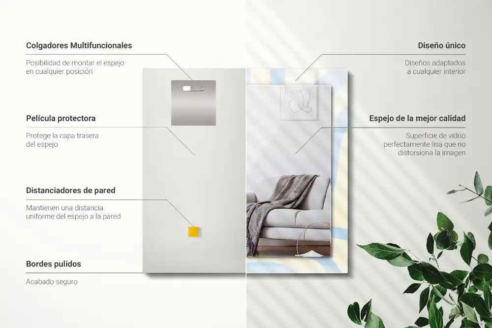 Espejo rectangular estampado Patrones ondulados abstractos