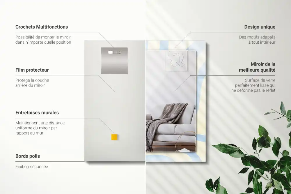 Espejo rectangular estampado Patrones ondulados abstractos