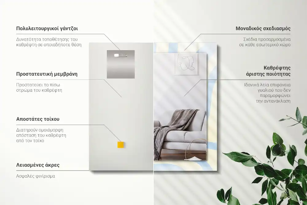 Espejo rectangular estampado Patrones ondulados abstractos