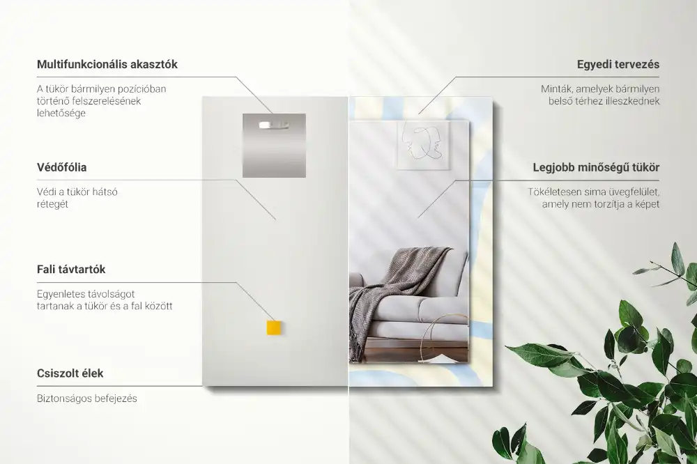 Espejo rectangular estampado Patrones ondulados abstractos