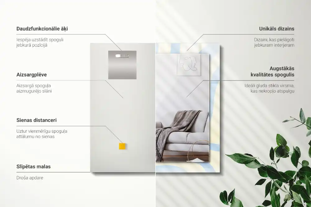 Espejo rectangular estampado Patrones ondulados abstractos