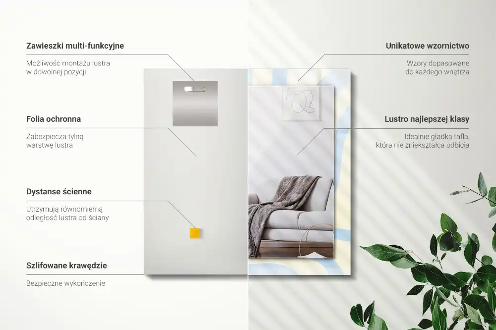 Espejo rectangular estampado Patrones ondulados abstractos