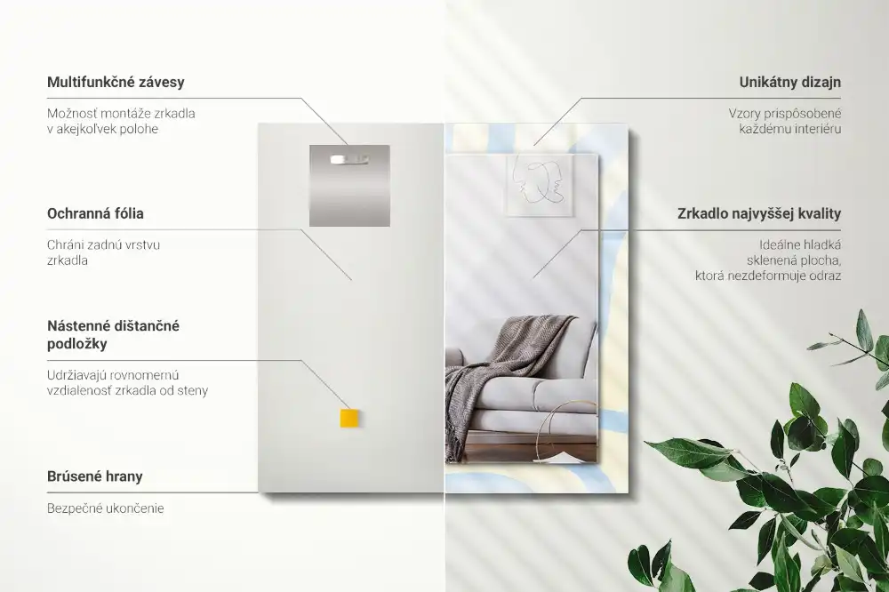 Espejo rectangular estampado Patrones ondulados abstractos