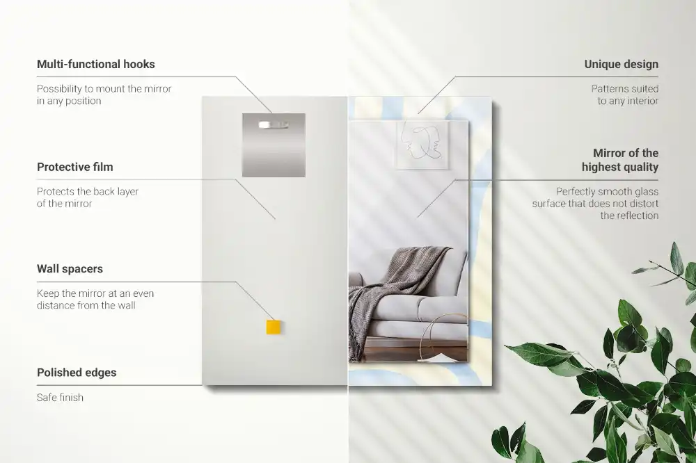 Espejo rectangular estampado Patrones ondulados abstractos