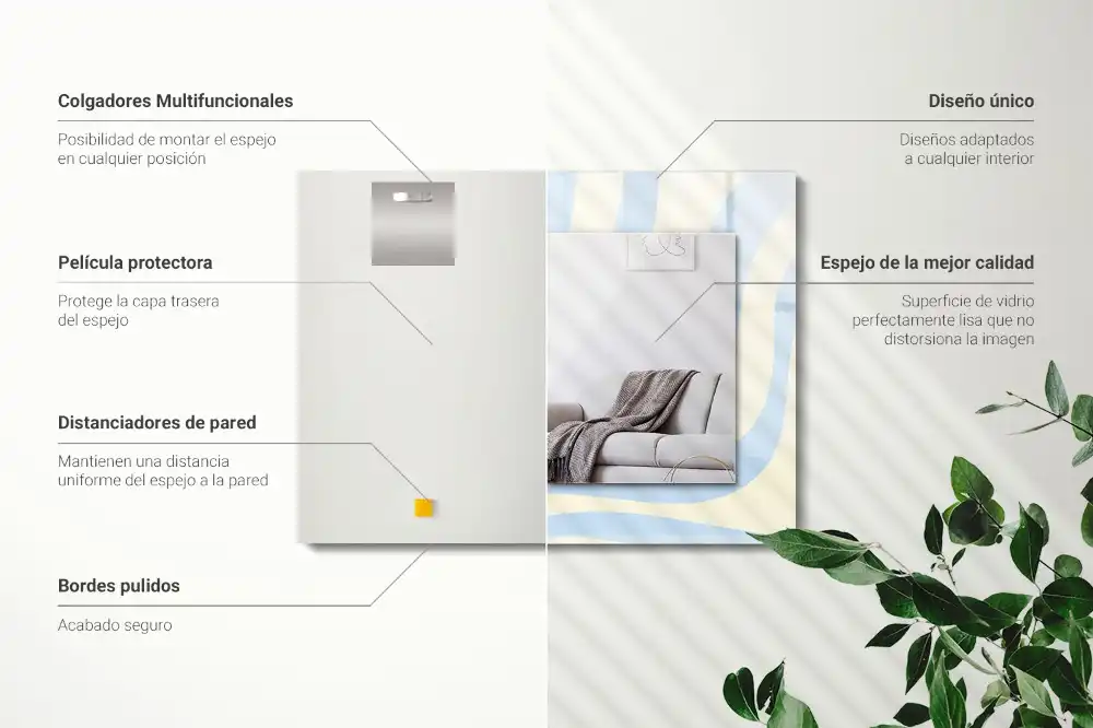 Espejo rectangular estampado Patrones ondulados abstractos