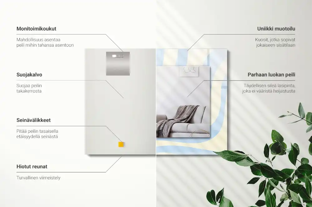 Espejo rectangular estampado Patrones ondulados abstractos