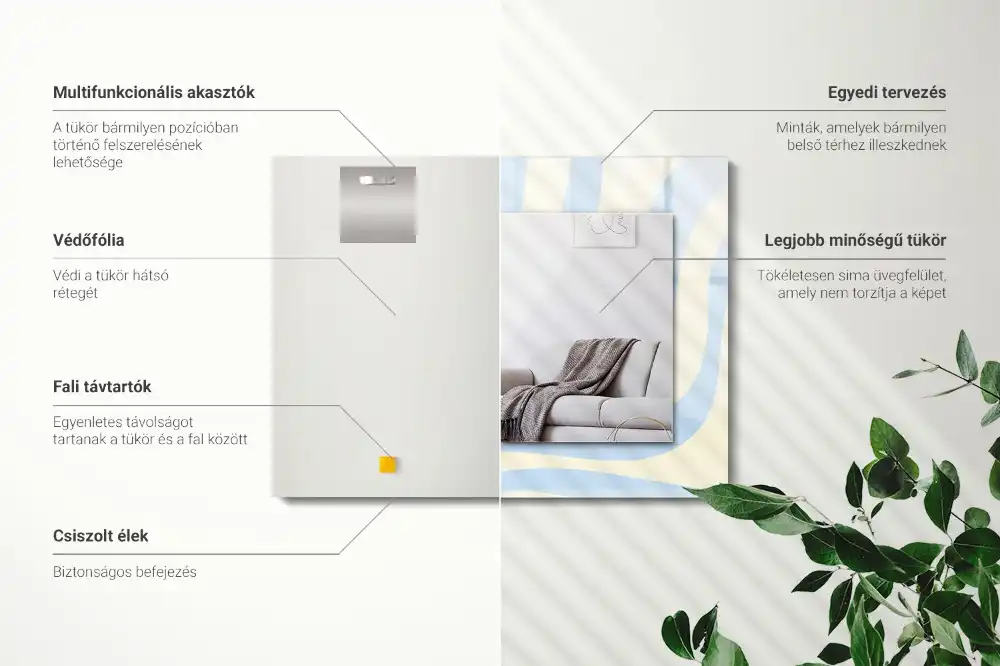 Espejo rectangular estampado Patrones ondulados abstractos