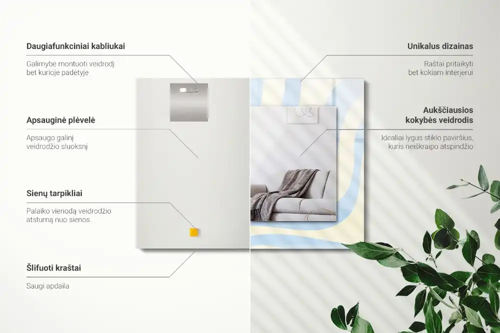 Espejo rectangular estampado Patrones ondulados abstractos