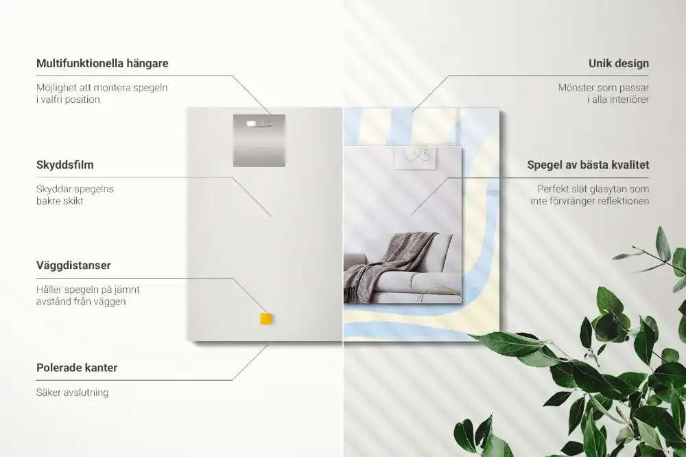 Espejo rectangular estampado Patrones ondulados abstractos