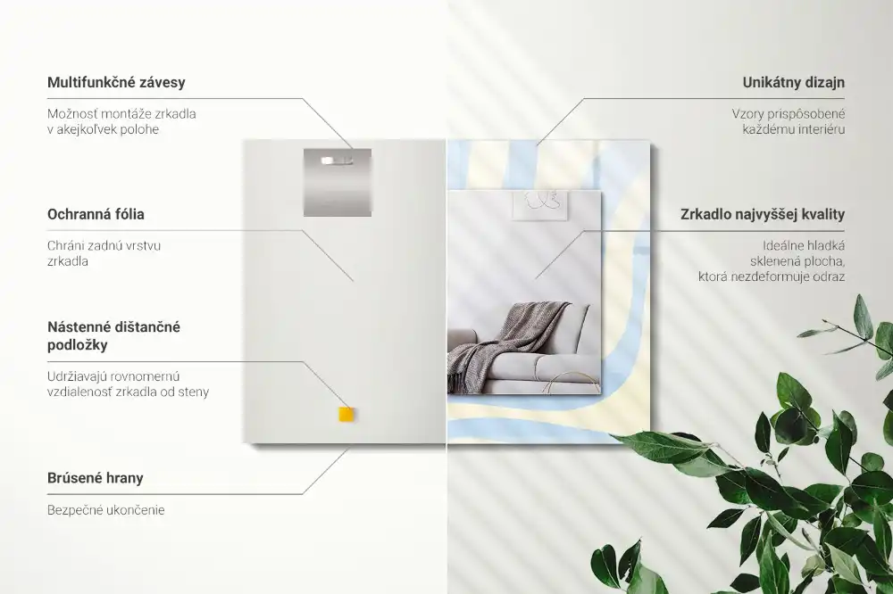 Espejo rectangular estampado Patrones ondulados abstractos