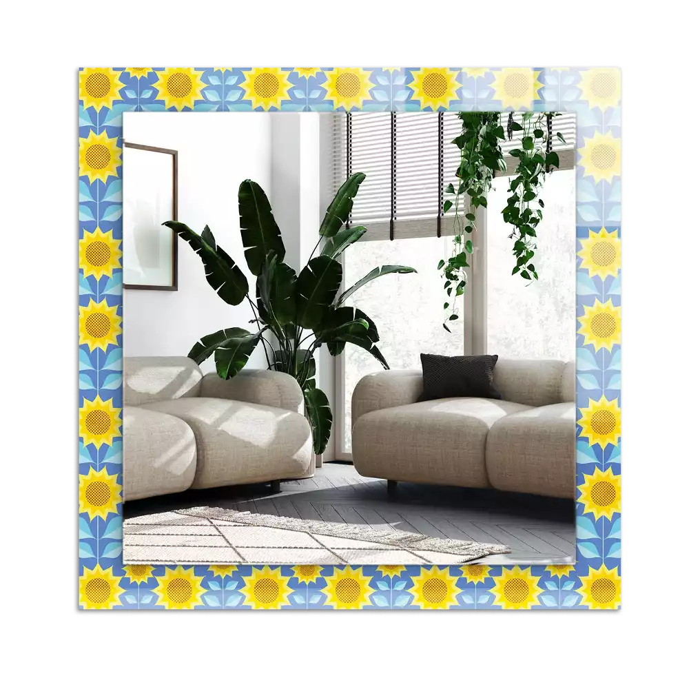 Espejo rectangular impreso Patrón de hojas de girasoles