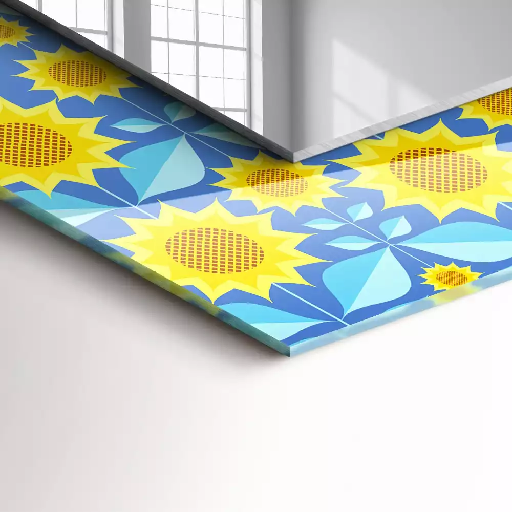 Espejo rectangular impreso Patrón de hojas de girasoles