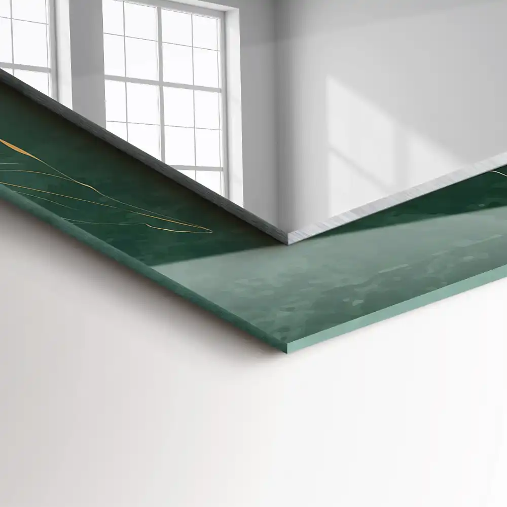 Espejo rectangular impreso Hojas verdes doradas