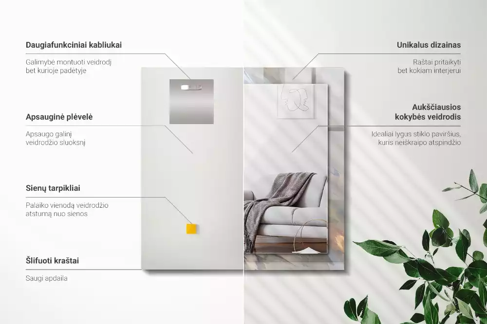 Espejo rectangular estampado Patrones abstractos coloridos