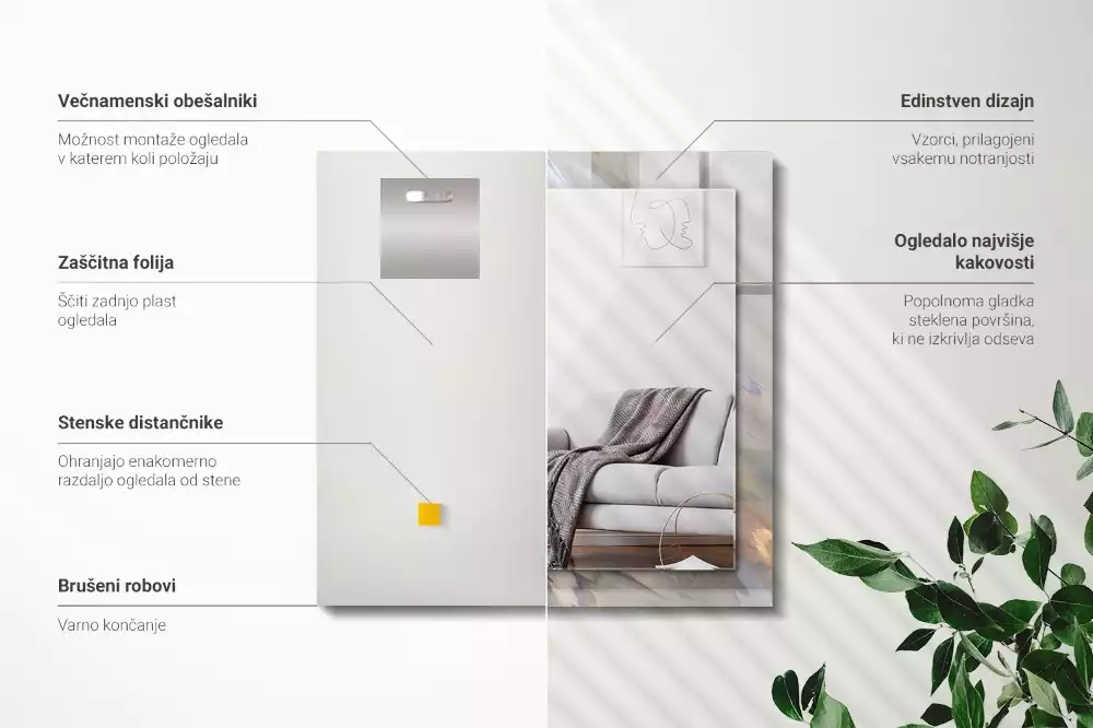 Espejo rectangular estampado Patrones abstractos coloridos